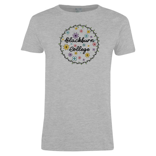  Womens Grey Short Sleeve Tee - Blackburn College Spring Flowers