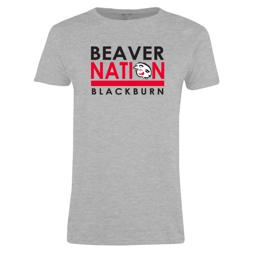  Womens Grey Short Sleeve Tee - Beaver Nation with Buzz