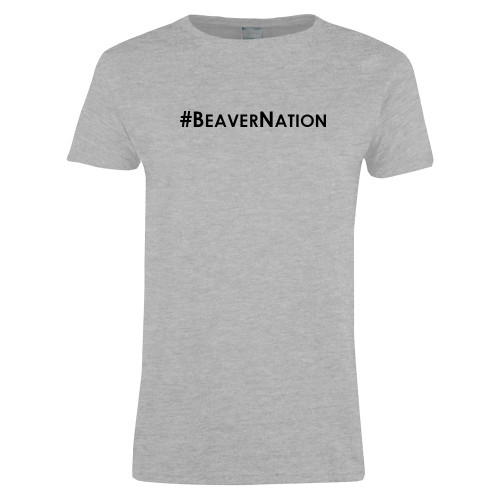  Womens Grey Short Sleeve Tee - Hashtag Beaver Nation