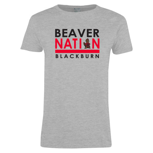  Womens Grey Short Sleeve Tee - Beaver Nation with Barney