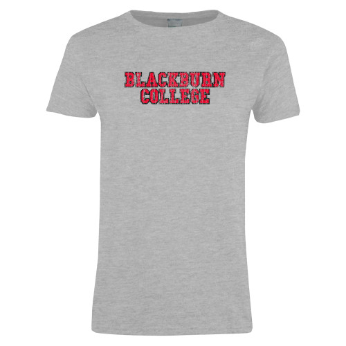 Womens Grey Short Sleeve Tee - Blackburn College Collegiate Distressed