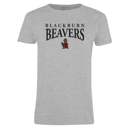  Womens Grey Short Sleeve Tee - Blackburn Beavers Arched Over Barney