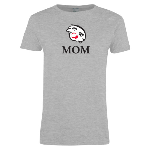 Womens Grey Short Sleeve Tee - Mom with Buzz