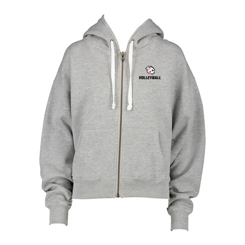  ENZA Womens Grey Boxy Full Zip Hood - Volleyball