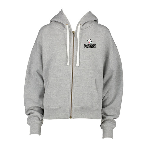  ENZA Womens Grey Boxy Full Zip Hood - Blackburn Wrestling