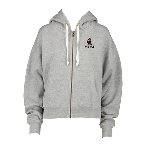  ENZA Womens Grey Boxy Full Zip Hood - Mom with Barney