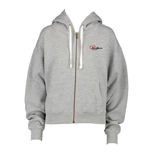  ENZA Womens Grey Boxy Full Zip Hood - Blackburn College with Heart