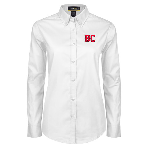  Womens White Twill Button Down Long Sleeve - BC