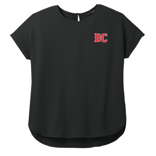  Mercer + Mettle Womens Black Stretch Crepe Crew - BC