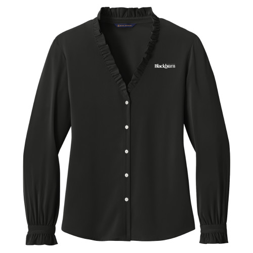  Brooks Brothers Womens Black Long Sleeve Ruffle Collar Blouse - Blackburn College