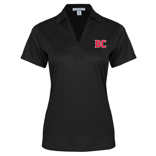  Womens Black Performance Fine Jacquard Polo - BC