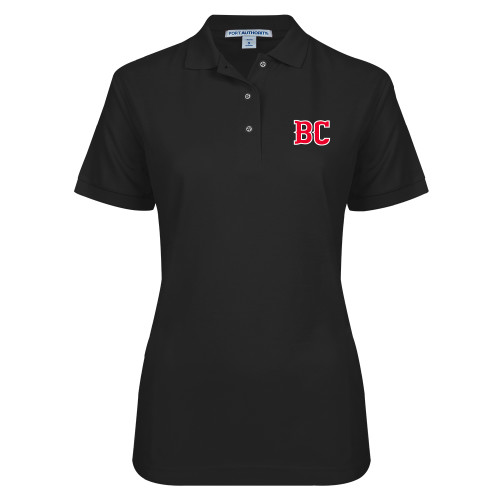 Womens Silk Touch Black Pique Polo - BC