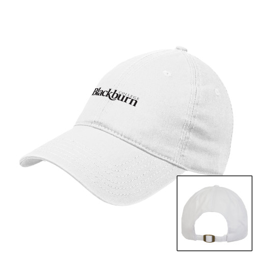  White Unstructured Adjustable Low Profile Hat - Blackburn College
