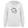 Thumbnail image for  ENZA Womens White V Notch Raw Edge Fleece Hoodie