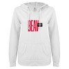 Thumbnail image for  ENZA Womens White V Notch Raw Edge Fleece Hoodie