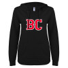 Thumbnail image for  ENZA Womens Black V Notch Raw Edge Fleece Hoodie