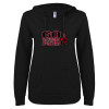 Thumbnail image for  ENZA Womens Black V Notch Raw Edge Fleece Hoodie