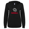 Thumbnail image for  ENZA Womens Black V Notch Raw Edge Fleece Hoodie