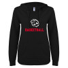 Thumbnail image for  ENZA Womens Black V Notch Raw Edge Fleece Hoodie