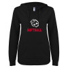 Thumbnail image for  ENZA Womens Black V Notch Raw Edge Fleece Hoodie