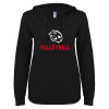 Thumbnail image for  ENZA Womens Black V Notch Raw Edge Fleece Hoodie