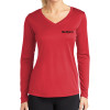 Thumbnail image for  Womens Red Performance Long Sleeve V Neck Shirt