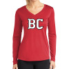 Thumbnail image for  Womens Red Performance Long Sleeve V Neck Shirt