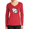 Thumbnail image for  Womens Red Performance Long Sleeve V Neck Shirt