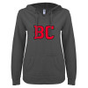 Thumbnail image for  ENZA Womens Dark Heather V Notch Raw Edge Fleece Hoodie