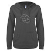 Thumbnail image for  ENZA Womens Dark Heather V Notch Raw Edge Fleece Hoodie