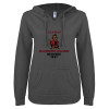 Thumbnail image for  ENZA Womens Dark Heather V Notch Raw Edge Fleece Hoodie