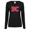 Thumbnail image for  Womens Black Long Sleeve V Neck Tee 