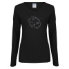 Thumbnail image for  Womens Black Long Sleeve V Neck Tee 