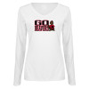 Thumbnail image for  Womens White Long Sleeve V Neck Tee 