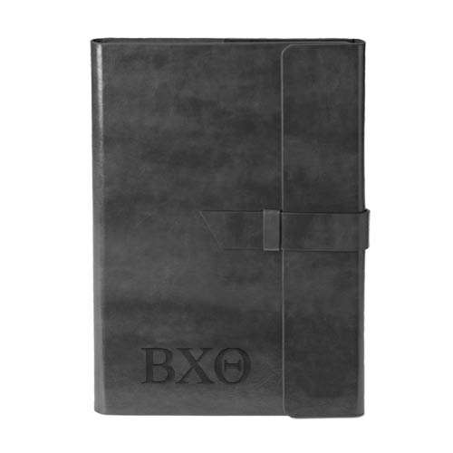 Fabrizio Black Portfolio w/Loop Closure-Greek Letters Engraved