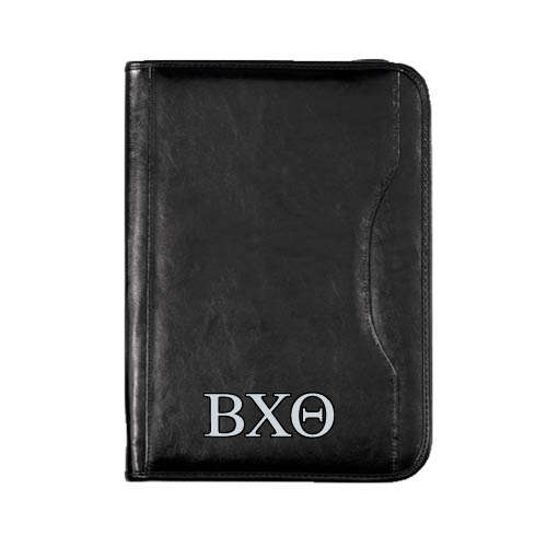Wall Street Black Zippered Padfolio-Greek Letters