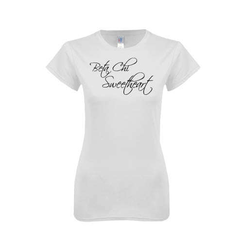 Next Level Womens White Boyfriend Tee-Beta Chi Sweetheart