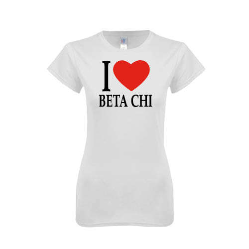 Next Level Womens White Boyfriend Tee-I Heart Beta Chi
