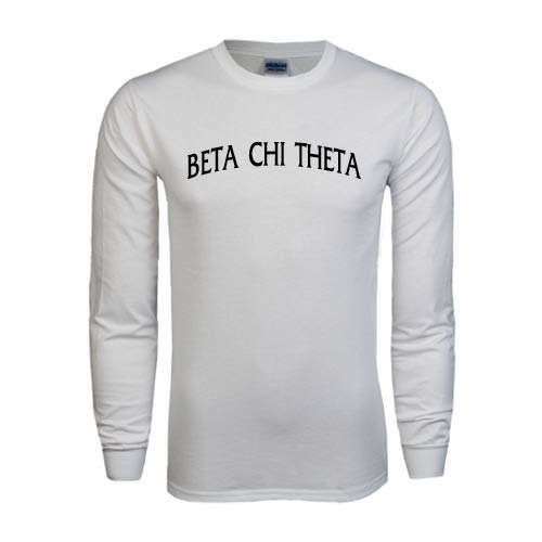White Long Sleeve T Shirt-Beta Chi Theta Arched