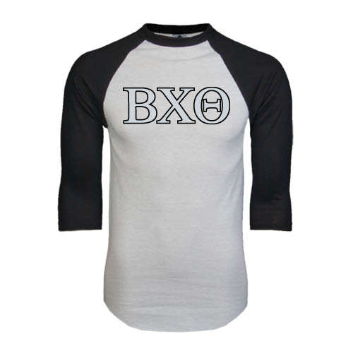 White/Black Raglan Baseball T Shirt-Greek Letters