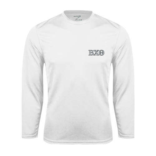 White Performance Long Sleeve Shirt-Greek Letters