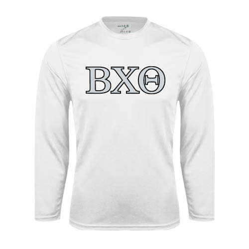 White Performance Long Sleeve Shirt-Greek Letters
