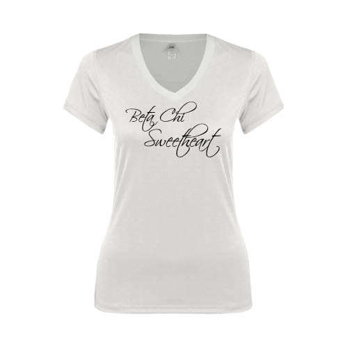 Next Level Womens White Ideal V Tee-Beta Chi Sweetheart