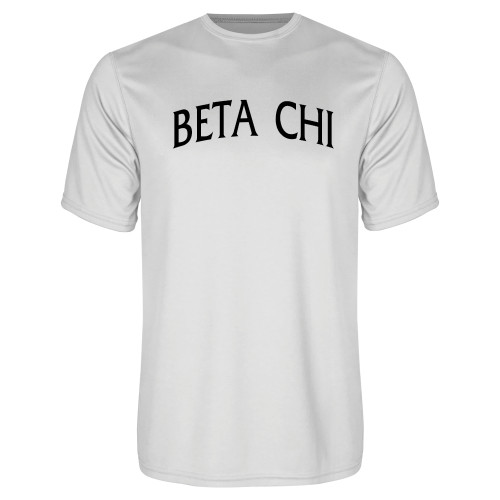 White Performance Tee-Beta Chi Arched