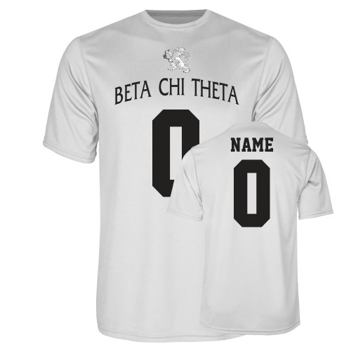 White Performance Tee-Beta Chi Custom Tee w/ Name and Number