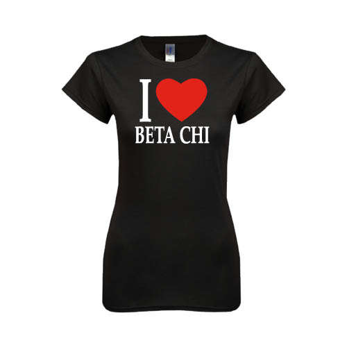 Next Level Womens Black Boyfriend Tee-I Heart Beta Chi