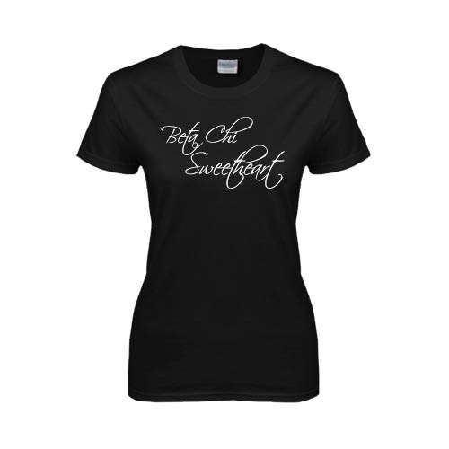 Womens Black Short Sleeve Tee-Beta Chi Sweetheart