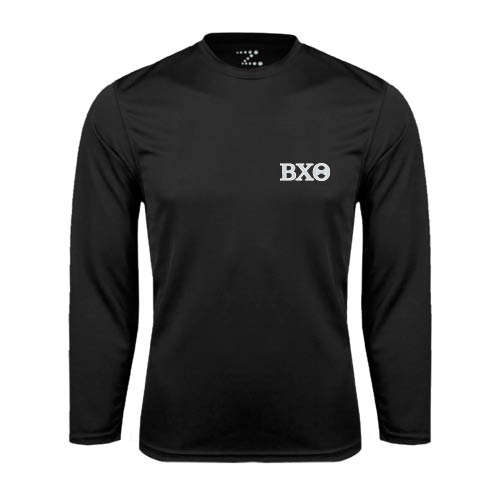 Black Performance Long Sleeve Shirt-Greek Letters