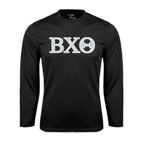Black Performance Long Sleeve Shirt-Greek Letters