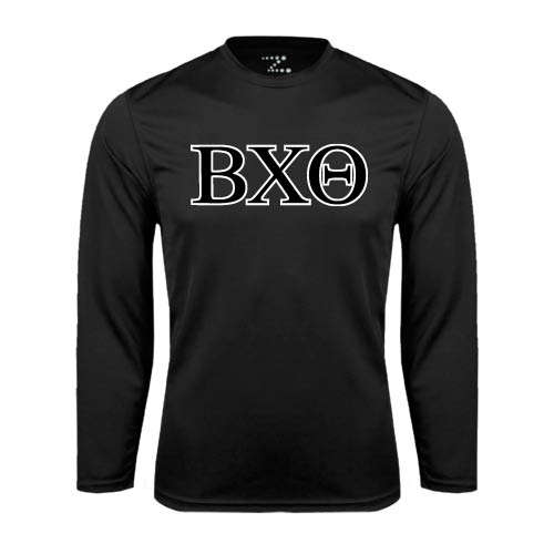 Black Performance Long Sleeve Shirt-Greek Letters